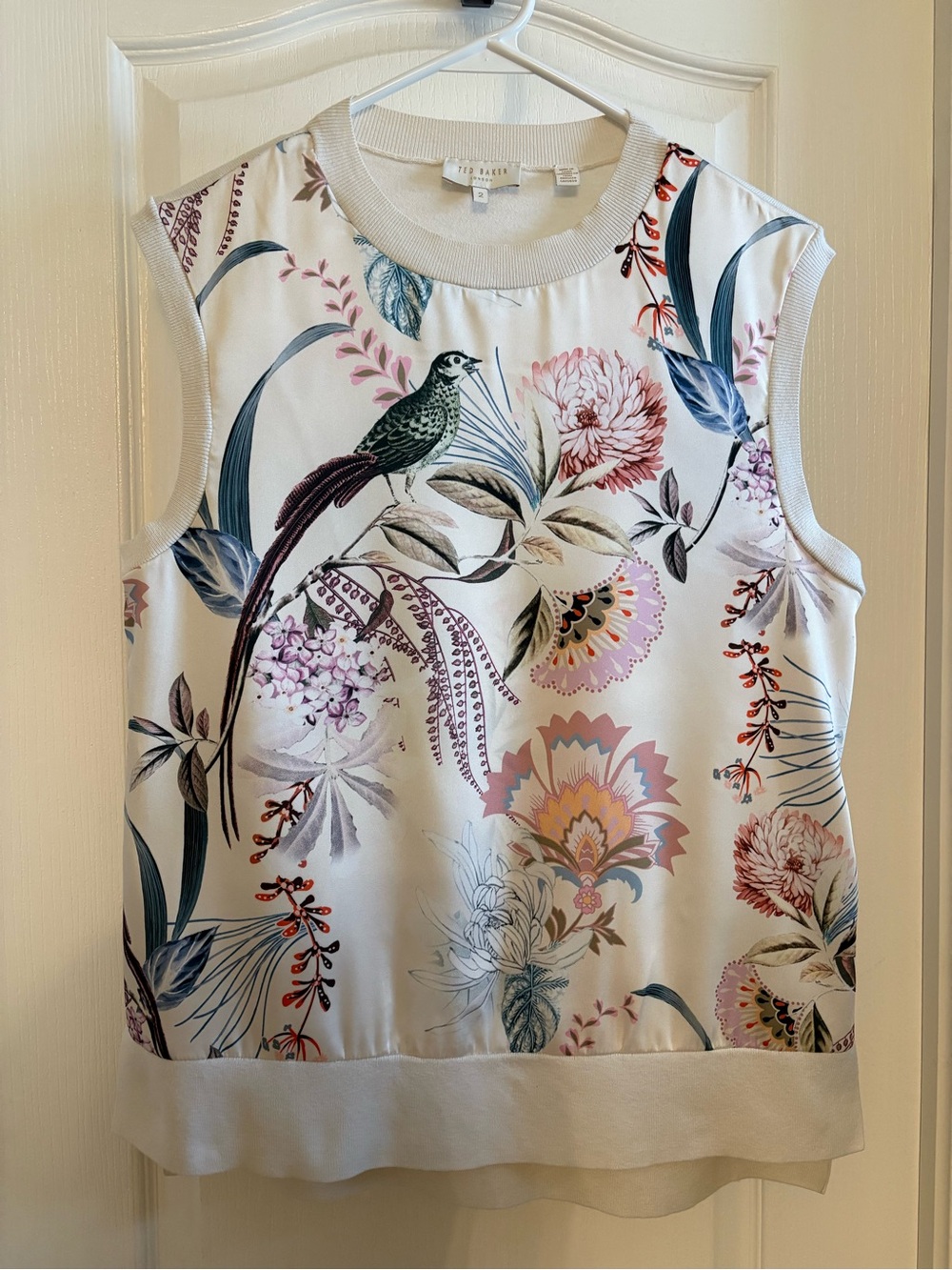 Ted Baker Cream Floral & Bird Sleeveless Top